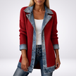 Capucine Patchwork Contrast Denim Jacket - Red