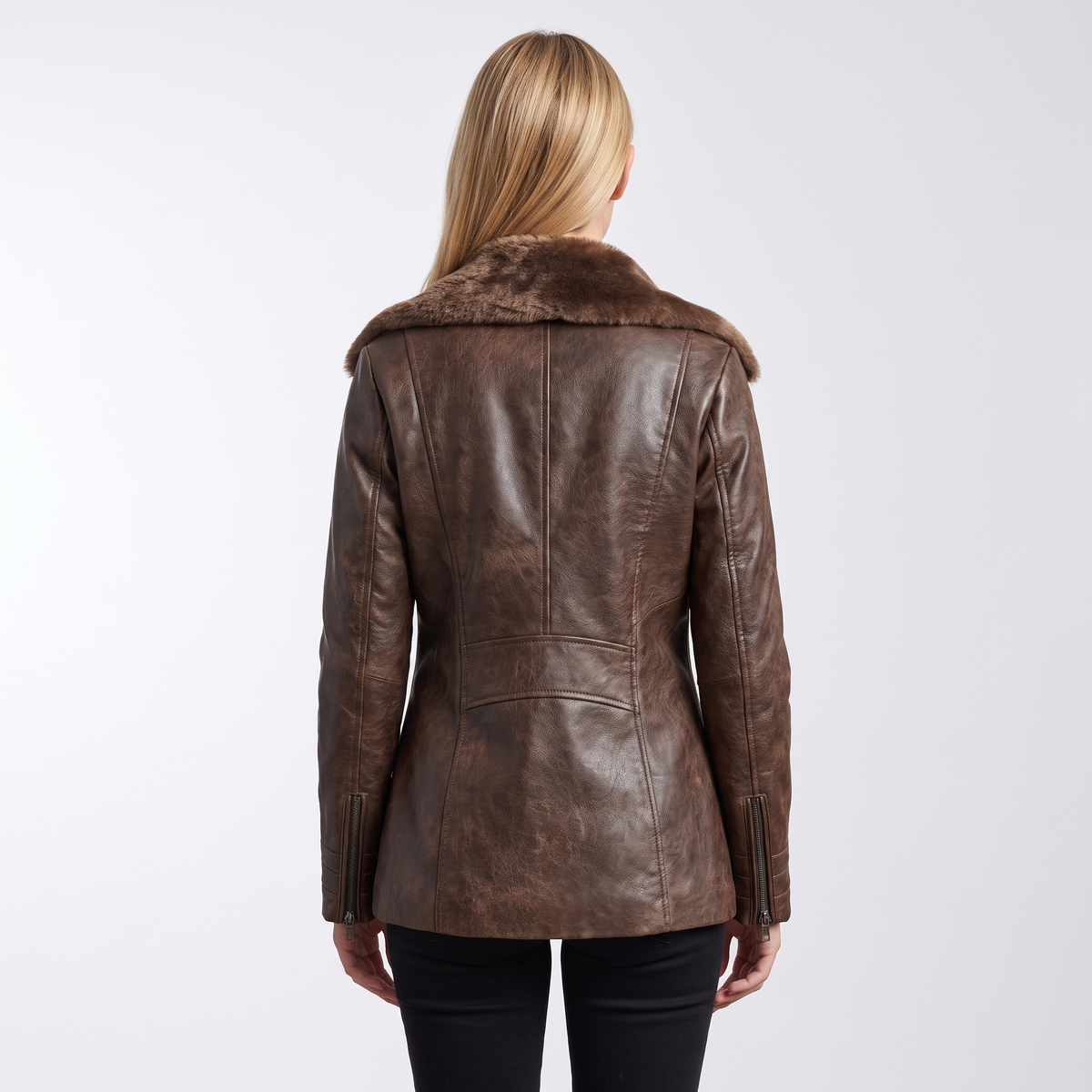 Constance Shearling-Lined Leather Jacket - back
