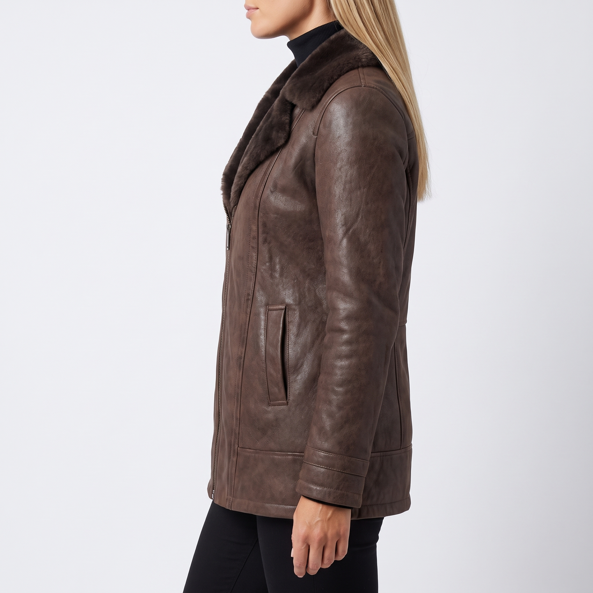 Constance Shearling-Lined Leather Jacket - side