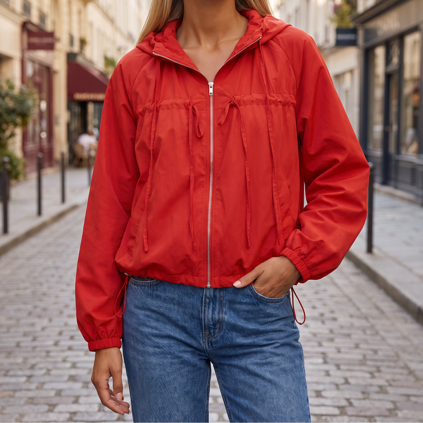 Sabine Hooded Gathered-Hem Windbreaker - lifestyle