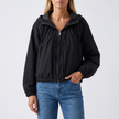 Sabine Hooded Gathered-Hem Windbreaker - Black