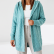 Penelope Hooded Open-Front Cardigan - Blue Green