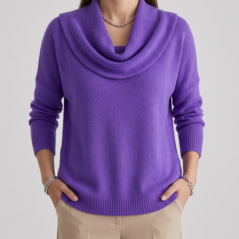 Josephine Merino Wool Cowl-Neck Sweater - Purple