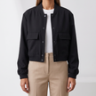 Liliane Cropped Leather Bomber Jacket - Black