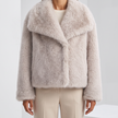 Octavia Textured Faux-Fur Jacket - Beige