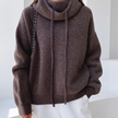 Florence Merino Wool Cowl-Neck Hoodie - Brown
