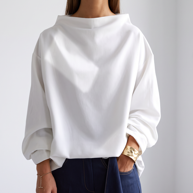 Helena Relaxed Wide-Neck Sweater - White