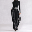 Marguerite Belted Turtleneck Two-Piece Set - Black