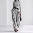 Marguerite Belted Turtleneck Two-Piece Set - Gray