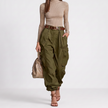 Noemie Oversized Parachute Cargo Pants - Green