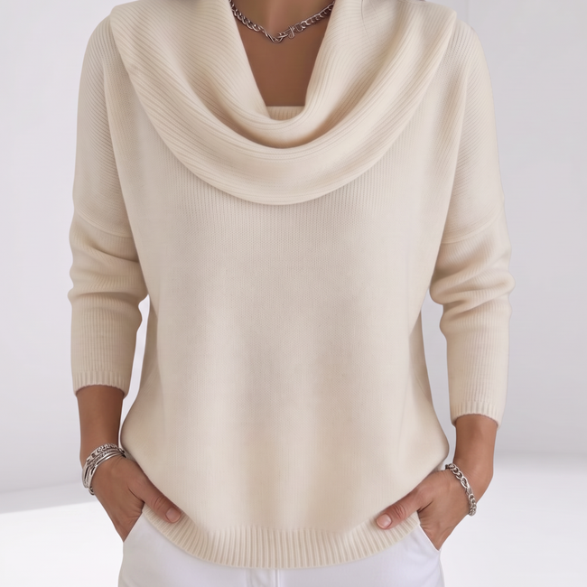 Josephine Merino Wool Cowl-Neck Sweater - White