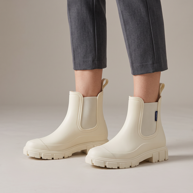 Imogen Waterproof Lug Sole Chelsea Boots - Off White
