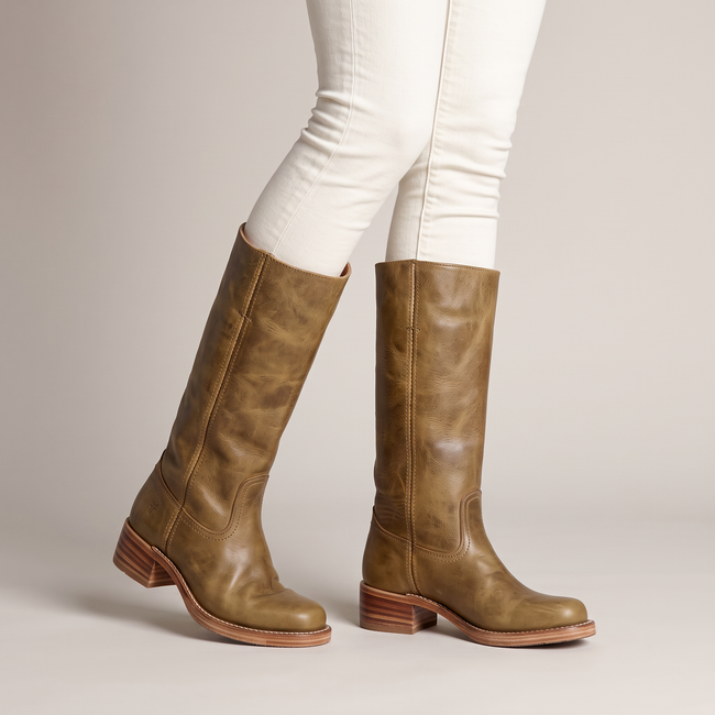 Dorothea Western Stitched Mid-Calf Boots - Light Brown