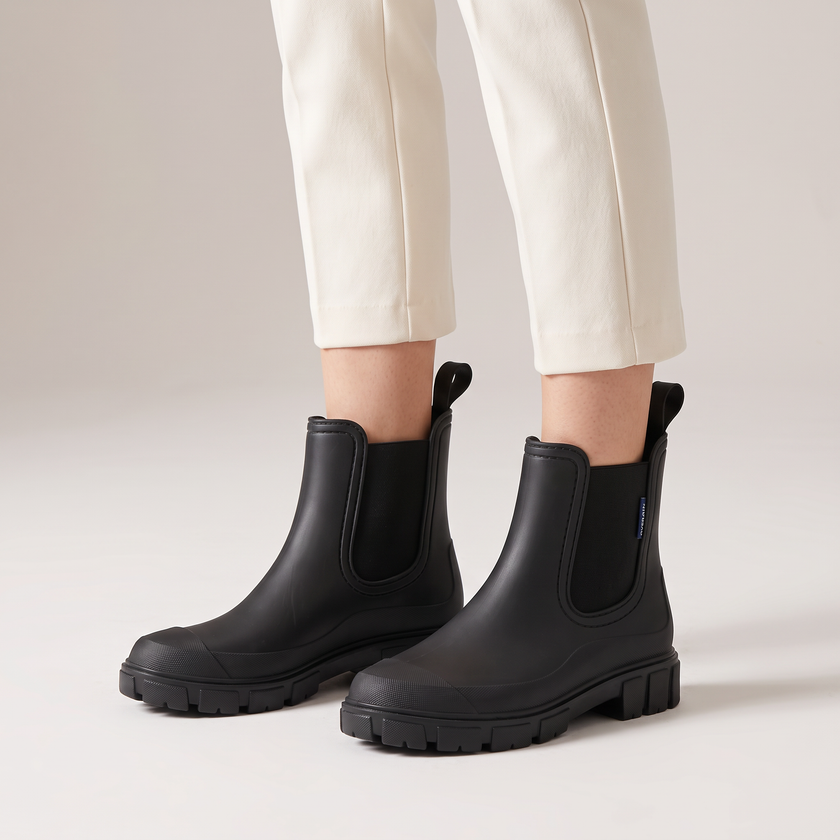 Imogen Waterproof Lug Sole Chelsea Boots - Black