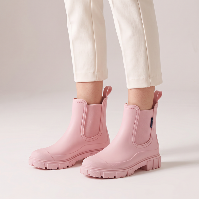 Imogen Waterproof Lug Sole Chelsea Boots - Pink