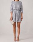 Gemma Sequin Asymmetric-Hem Mini Dress - Silver