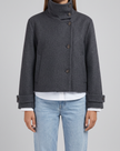 Raffaella Asymmetric Stand-Collar Wool Jacket - Charcoal