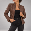 Ludovica Collared Zip-Up Leather Jacket