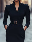 Sadie Belted Classic Collar Midi Dress