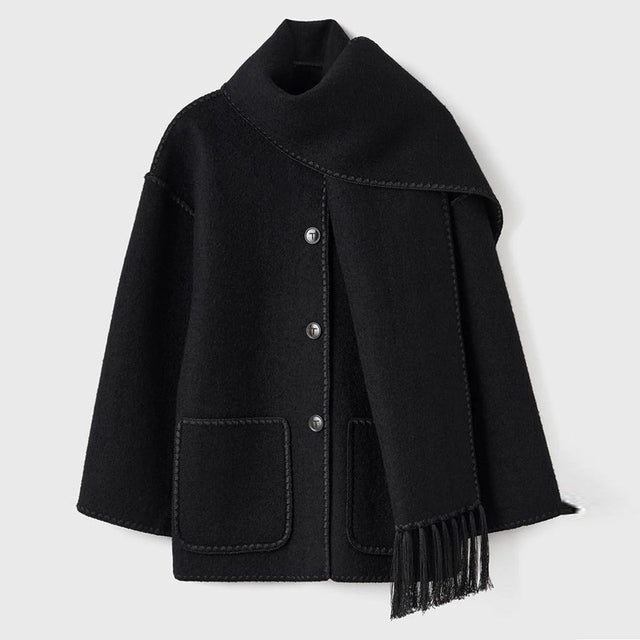 Bettina Fringed Blanket Scarf Wrap Coat