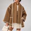 Bettina Fringed Blanket Scarf Wrap Coat