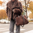 Lucia Faux Fur Wide-Collar Belted Jacket