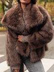 Lucia Faux Fur Wide-Collar Belted Jacket