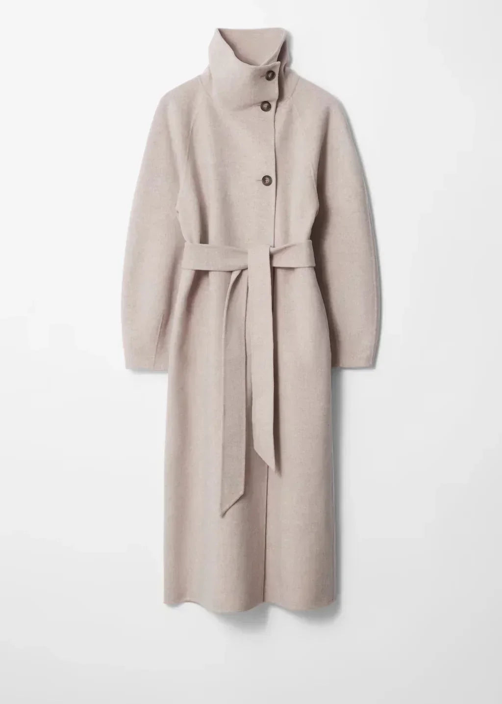 Odette Belted High-Collar Long Coat