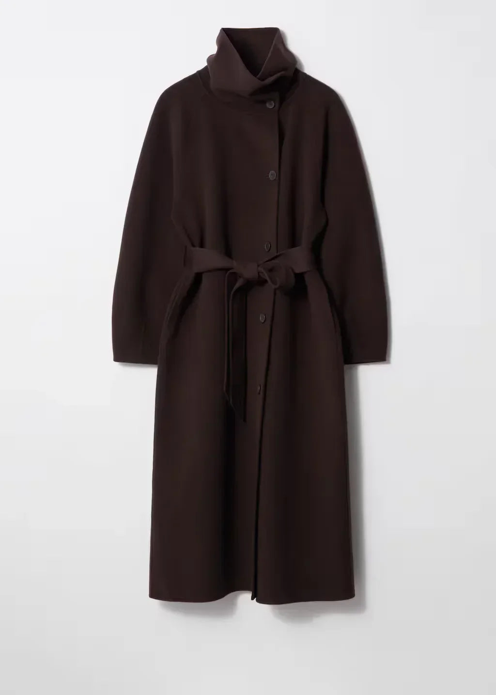 Odette Belted High-Collar Long Coat