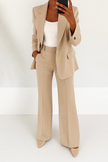 Margaux Single-Breasted Blazer Wide-Leg Suit Set Professional