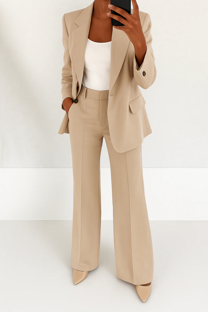 Margaux Single-Breasted Blazer Wide-Leg Suit Set Professional