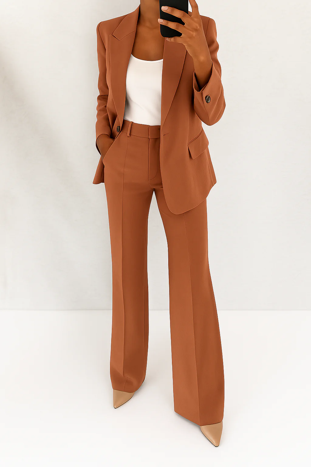 Margaux Single-Breasted Blazer Wide-Leg Suit Set Professional