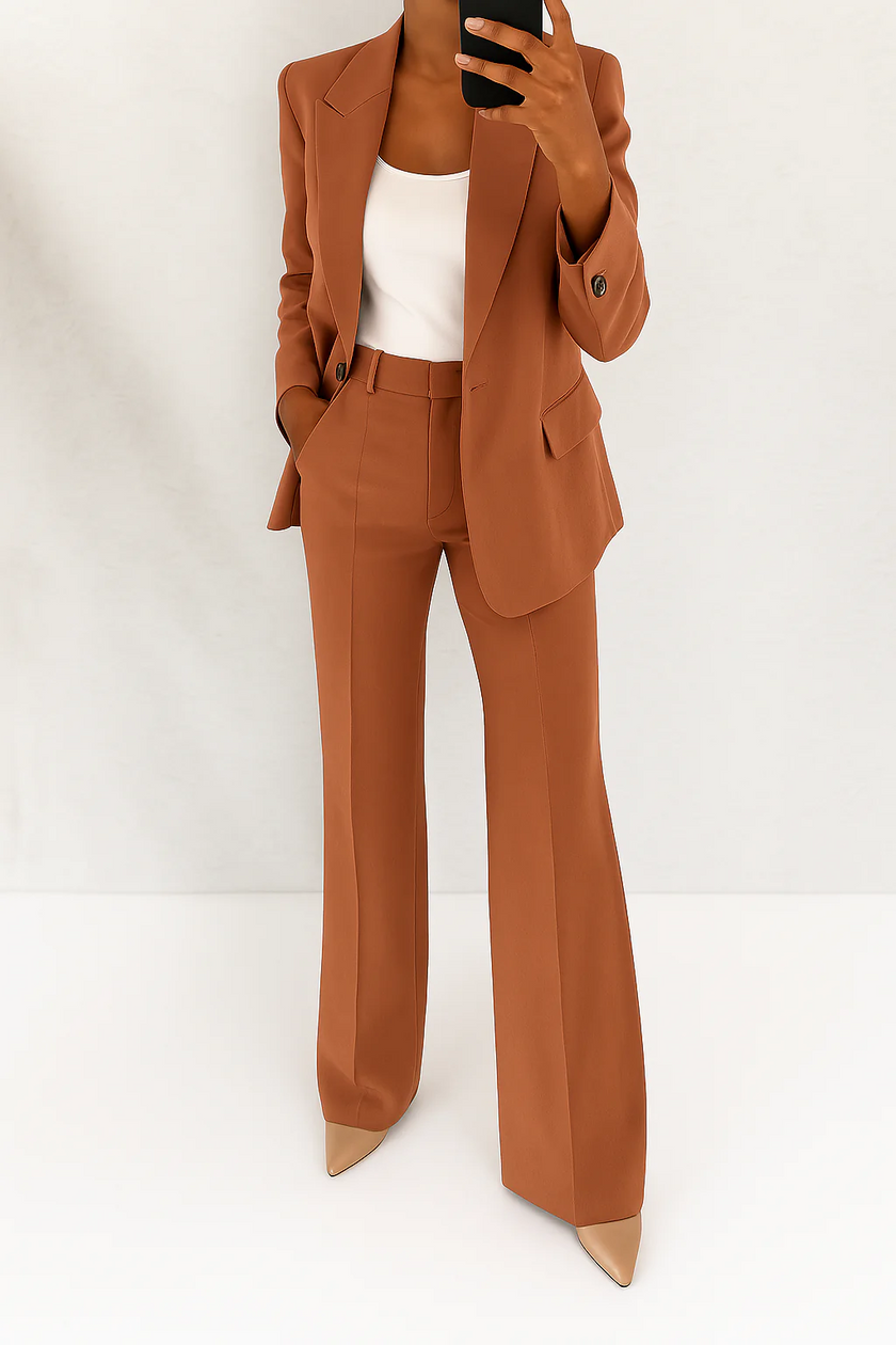 Margaux Single-Breasted Blazer Wide-Leg Suit Set Professional