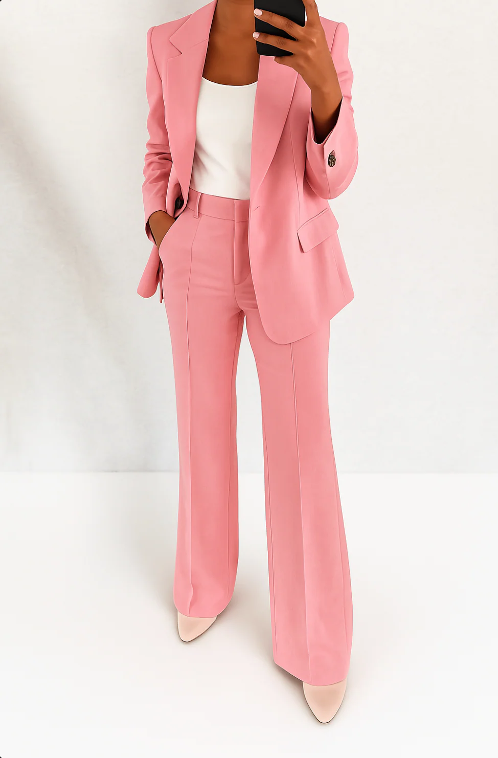 Margaux Single-Breasted Blazer Wide-Leg Suit Set Professional