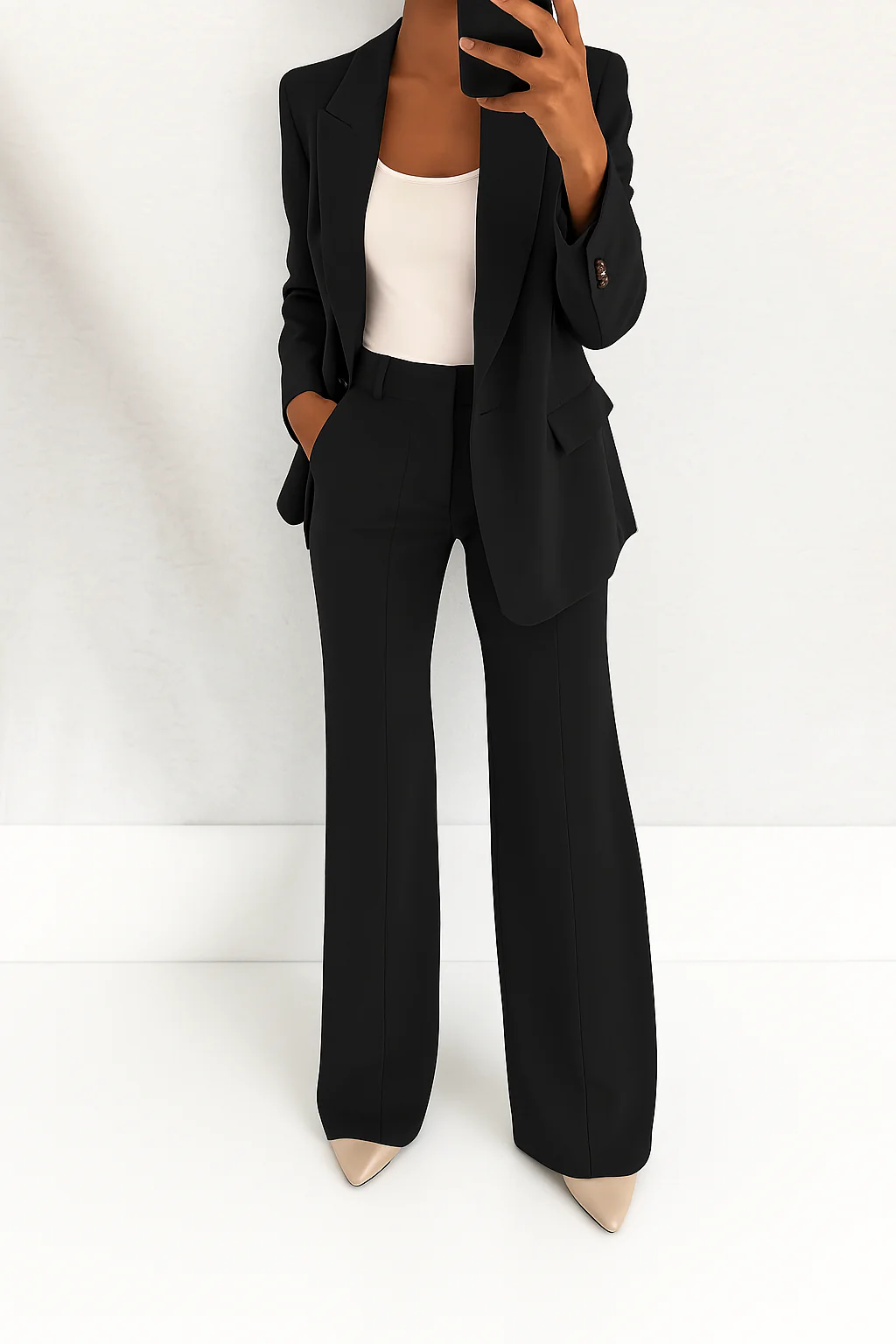 Margaux Single-Breasted Blazer Wide-Leg Suit Set Professional