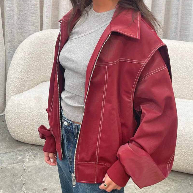 Avery Oversized Zip-Up Bomber Jacket