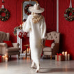 Ornella Fluffy Knit V-Neck Maxi Dress