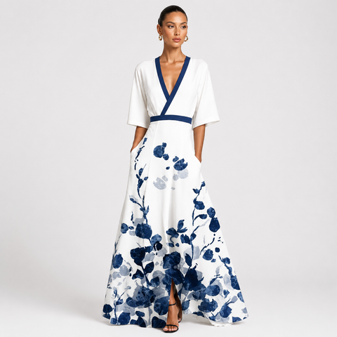 Floral Maxi Dress Elegant Flowing Casual Summer Occasion Dress