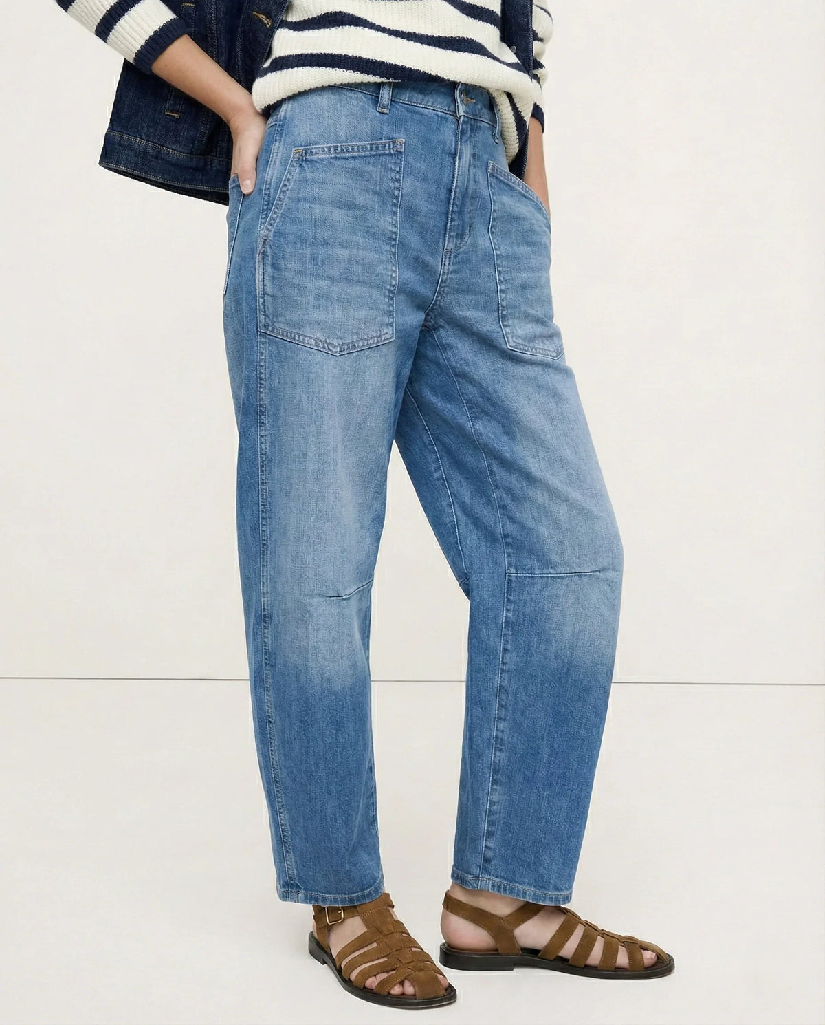 Clementine Mid-Rise Utility Barrel Jeans