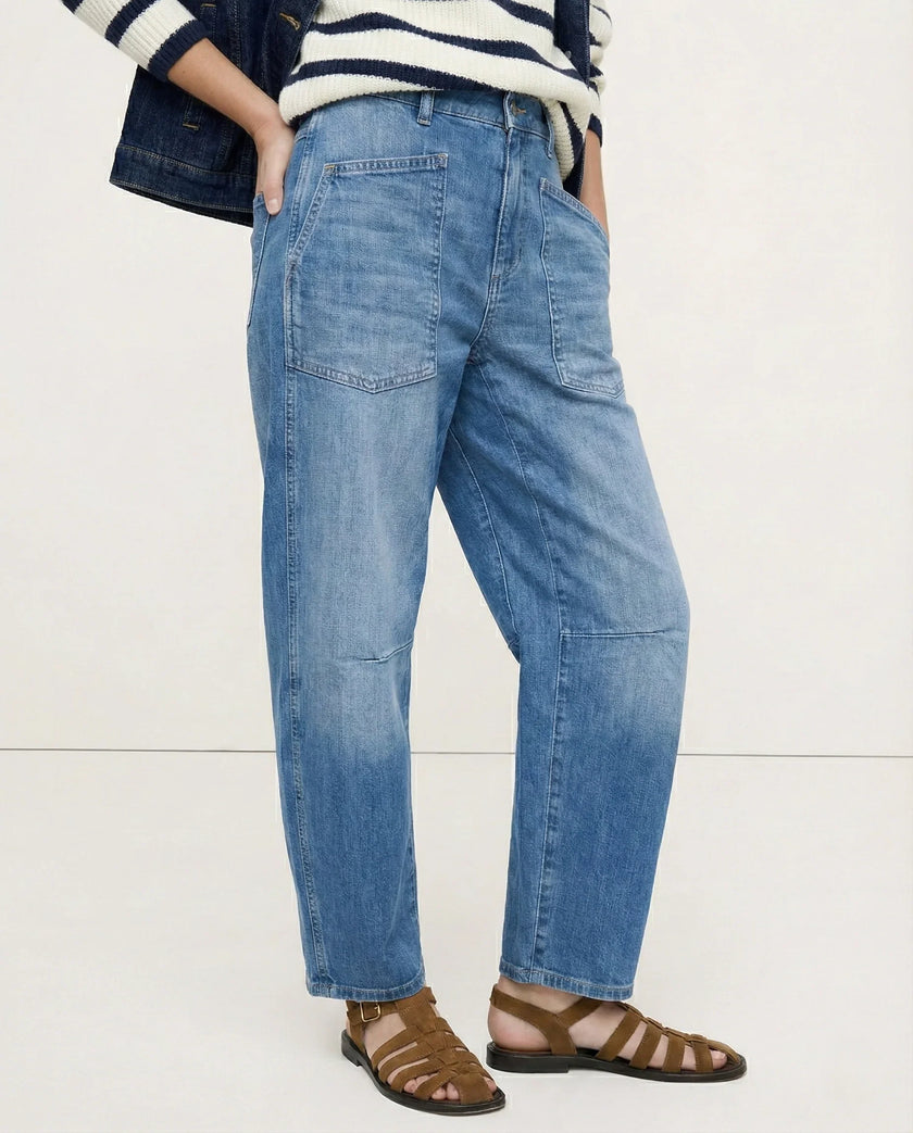 Clementine Mid-Rise Utility Barrel Jeans