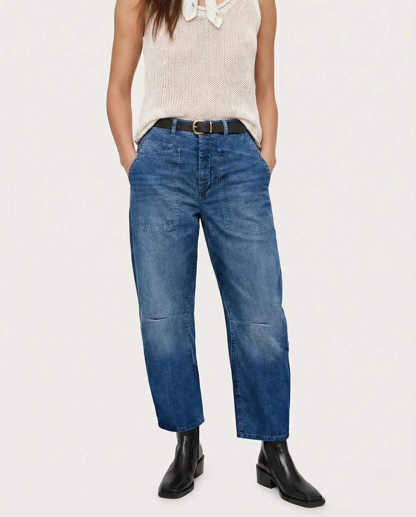 Clementine Mid-Rise Utility Barrel Jeans