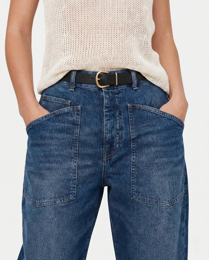 Clementine Mid-Rise Utility Barrel Jeans