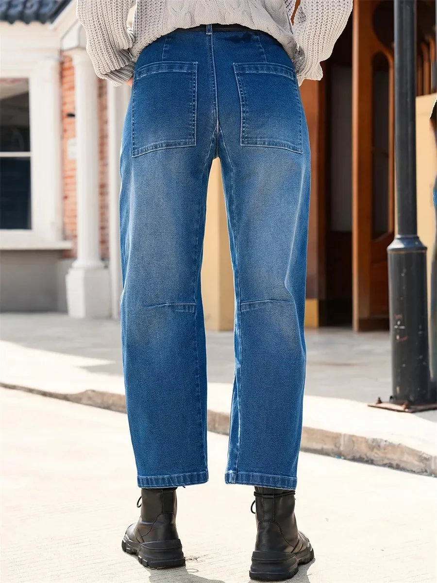 Clementine Mid-Rise Utility Barrel Jeans