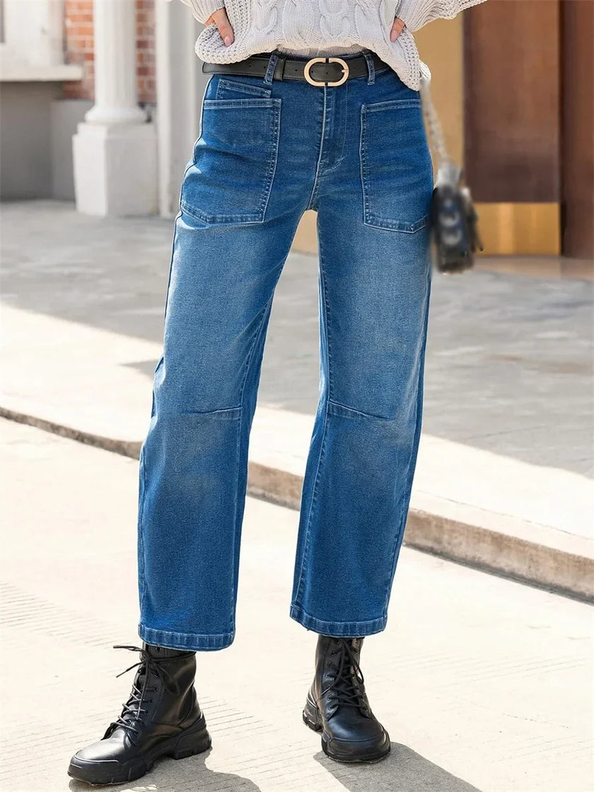 Clementine Mid-Rise Utility Barrel Jeans