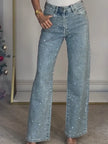Esmeralda Rhinestone Wide-Leg Jeans
