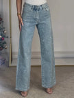 Esmeralda Rhinestone Wide-Leg Jeans