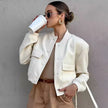 Liliane Cropped Leather Bomber Jacket