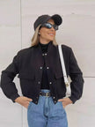 Liliane Cropped Leather Bomber Jacket