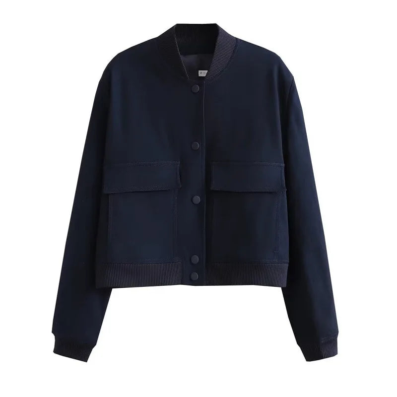 Liliane Cropped Leather Bomber Jacket