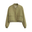 Liliane Cropped Leather Bomber Jacket